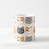 Cute Cat Faces Kawaii Cat Pattern Kaffeetasse (Mittel)