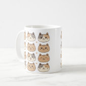 Cute Cat Faces Neutral Pattern Gift Kaffeetasse (Vorderseite Links)