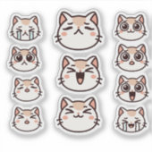 Cute Cat Facial Expressions Sticker Sheet (Vorderseite)