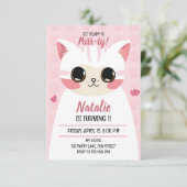 Cute cat first birthday ankündigung (Stehend Vorderseite)