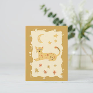 Cute Cat Folk Art  - Artist Postcard Postkarte