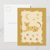 Cute Cat Folk Art  - Artist Postcard Postkarte (Vorne/Hinten)