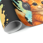 cute cat gamer birthday gift wrapping paper  geschenkpapier (Rolleneckpunkt)