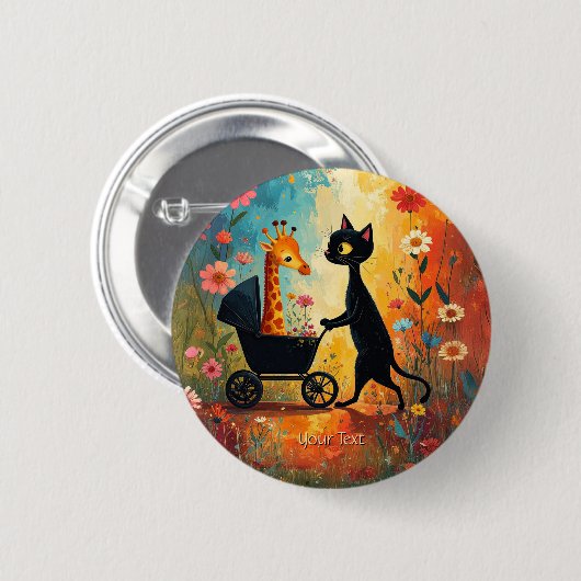 Cute Cat Giraffe Button (Vorne & Hinten)