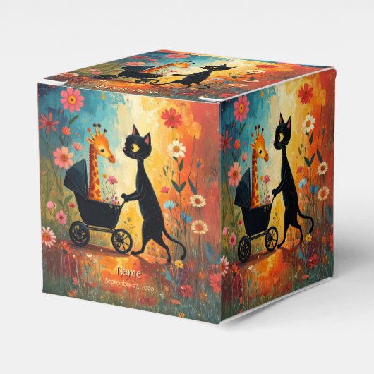 Cute Cat Giraffe Favor Box Geschenkschachtel (Vorderseite)