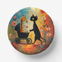 Cute Cat Giraffe Paper Bowl Pappteller