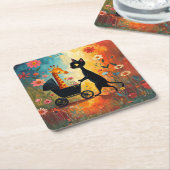 Cute Cat Giraffe Paper Coaster Rechteckiger Pappuntersetzer (angewinkelt)