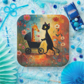 Cute Cat Giraffe Paper Plate Pappteller (Party)