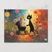 Cute Cat Giraffe Postcard Postkarte (Vorderseite)