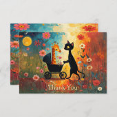 Cute Cat Giraffe Thank You Card Dankeskarte (Vorne/Hinten)