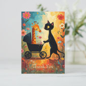 Cute Cat Giraffe Thank You Card Dankeskarte (Stehend Vorderseite)