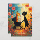 Cute Cat Giraffe Thank You Card Dankeskarte (Vorne/Hinten)