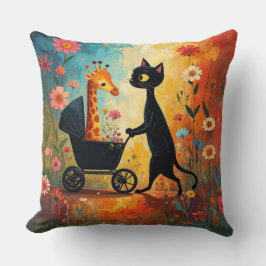 Cute Cat Giraffe Throw Pillow Kissen