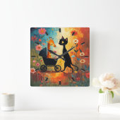 Cute Cat Giraffe Wall Clock Quadratische Wanduhr (Zuhause)