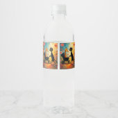 Cute Cat Giraffe Water Bottle Label Wasserflaschenetikett (Rückseite)