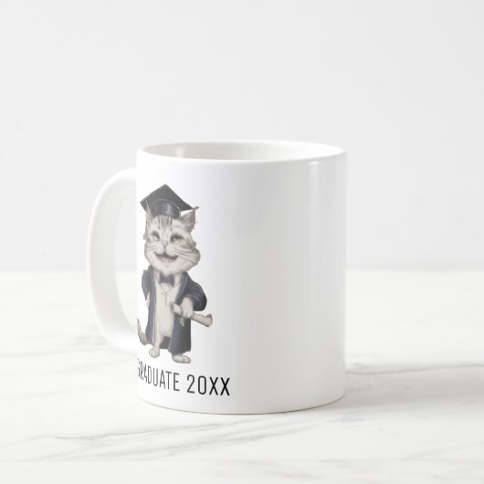 Cute Cat Graduation Personalized Kaffeetasse (Vorderseite Links)