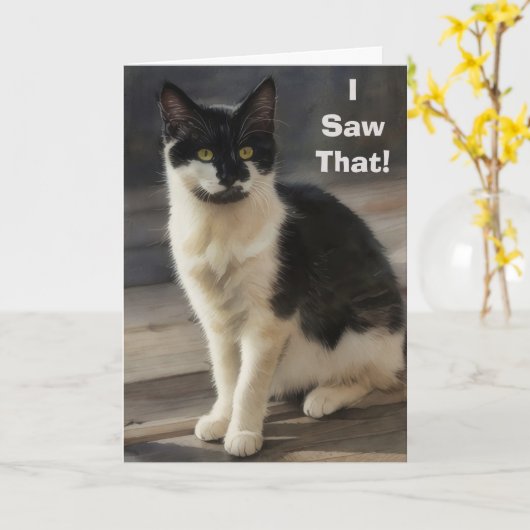 Cute Cat Great Job Work Thanks Acknowledgement Karte (Gelbe Blume)