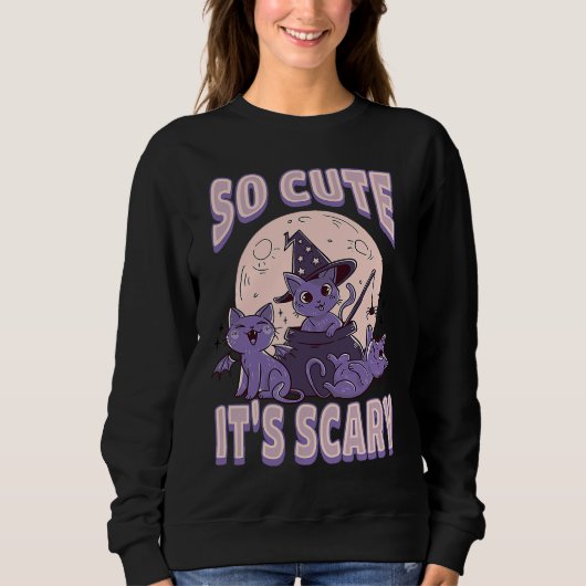 Cute cat Halloween outfit so cute it's scary Sweatshirt (Vorderseite)