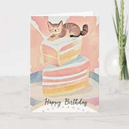 cute cat happy birthday karte
