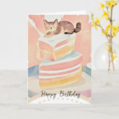 cute cat happy birthday karte (Gelbe Blume)