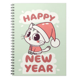 cute cat  happy new year notebook notizblock