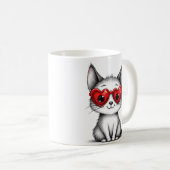 Cute Cat Heart Glasses Coffee Mug Kaffeetasse (VorderseiteRechts)