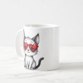 Cute Cat Heart Glasses Coffee Mug Kaffeetasse (Vorderseite Links)