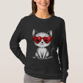 Cute Cat Heart Glasses Graphic T-Shirt (Vorderseite)