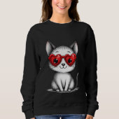 Cute Cat Heart Glasses Sweatshirt (Vorderseite)