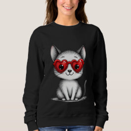 Cute Cat Heart Glasses Sweatshirt
