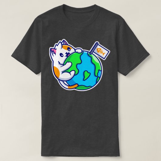 Cute Cat Hug World T-Shirt (Design vorne)
