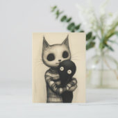 Cute Cat Hugging Thier Friend Postkarte (Stehend Vorderseite)
