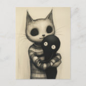 Cute Cat Hugging Thier Friend Postkarte (Vorderseite)