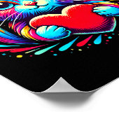 Cute Cat Hugging Valentine Heart Kitty Love Cat Ki Poster (Ecke)