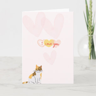 Cute Cat I Love You Card - Winking Cat Hearts Vale Karte