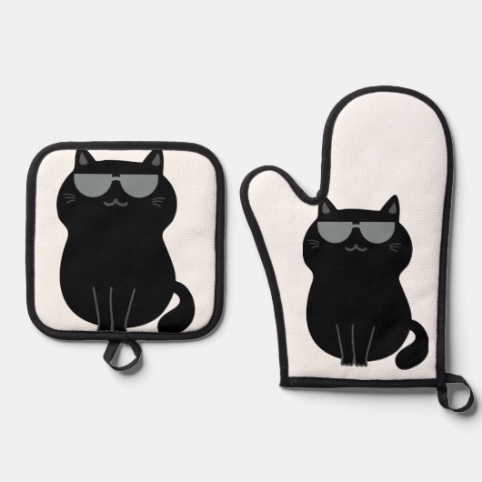 Cute Cat - I run this house now!  Ofenhandschuh & Topflappen-Set (Vorderseite)
