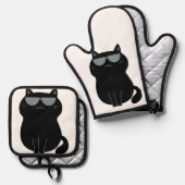 Cute Cat - I run this house now!  Ofenhandschuh & Topflappen-Set (Vorderseite/Rückseite)