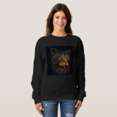 Cute Cat Illustration Adorable Minimal Black Women Sweatshirt (Vorne ganz)