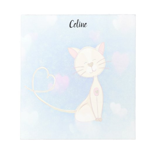 Cute Cat Illustration Notepad Notizblock (Vorderseite)