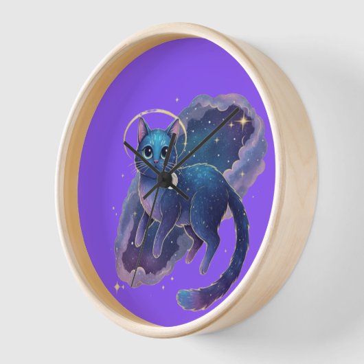 Cute Cat Illustration Wall Clock Uhr (Winkel)