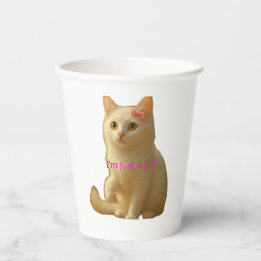 Cute Cat I'm Just a Girl Coquette Pink Bow Paper  Pappbecher