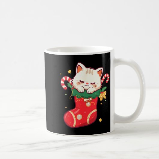 Cute Cat In Christmas Stocking Kawaii Anime Xmas G Kaffeetasse (Rechts)