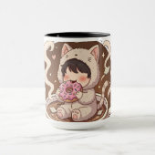 Cute Cat in Coffee Cup - Cozy Adventure art Tasse (Zentrum)