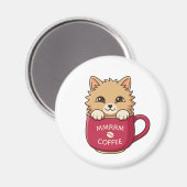 Cute Cat in Coffee Mug Custom Text Magnet (Vorderseite/Rückseite)