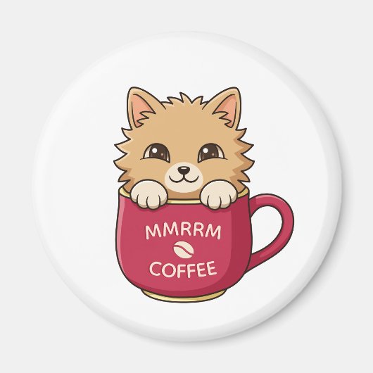 Cute Cat in Coffee Mug Custom Text Magnet (Vorne)