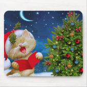 Cute cat in Santa Claus hat cartoon Mousepad (Vorne)