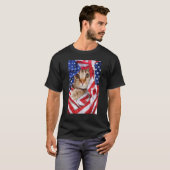 Cute Cat in USA Flag 4th of July Men Women T-Shirt (Vorne ganz)