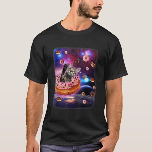 Cute Cat Inside Donut In Space Boy Girl Donut Kitt T-Shirt (Vorderseite)