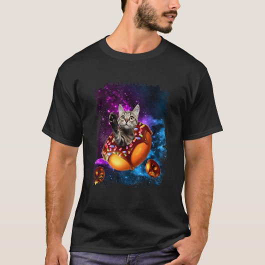 Cute Cat inside Donut in Space Boys Girl Kitty in  T-Shirt (Vorderseite)
