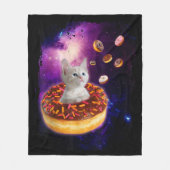 Cute Cat Inside Donut In Space Kitty Lovers Fleecedecke (Vorderseite)